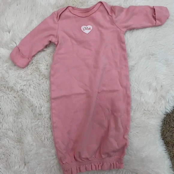 3 Baby girl sleeper cotton gowns set of 3 size 0-3 months - Picture 7 of 10